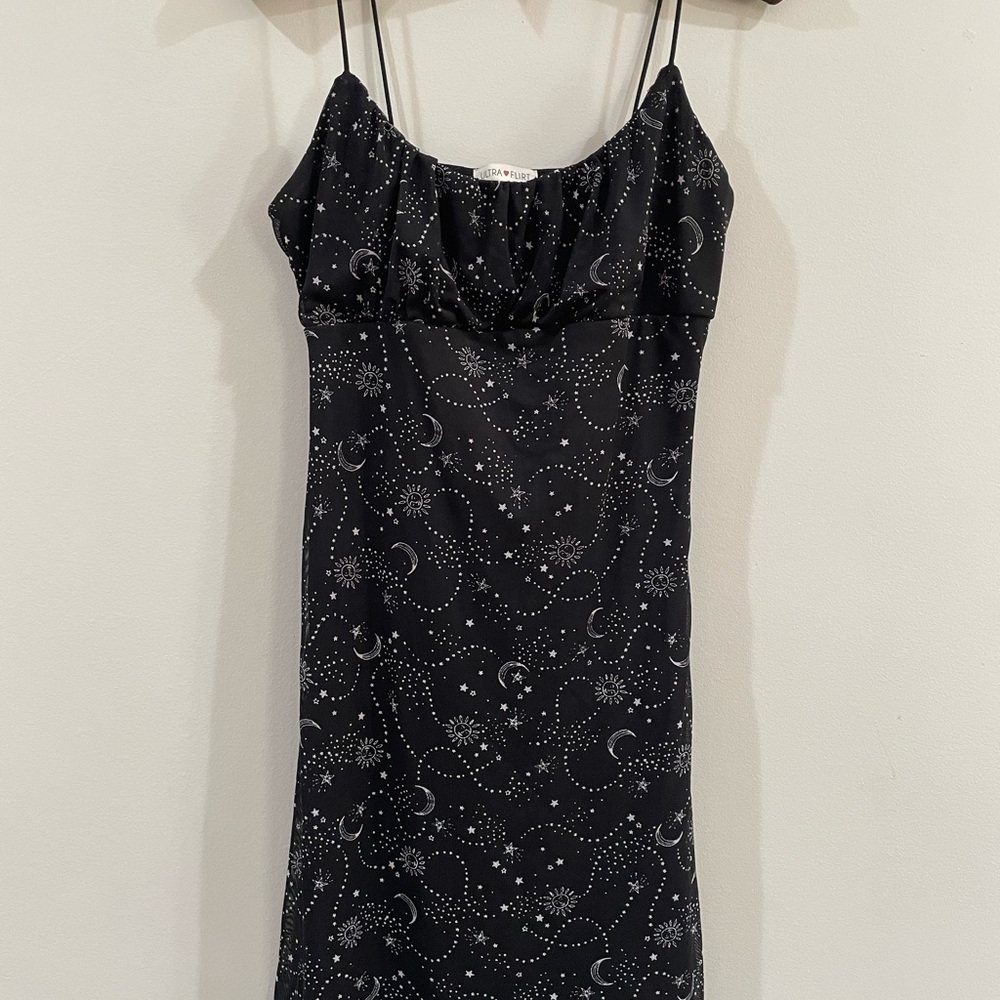 Ultra Flirt Black Celestial Print Top